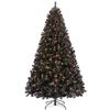 Yaheetech 6ft Pre-lit Halloween Black Spruce Artificial Hinged Christmas Pine Tree Prelighted Xmas Tree for Home Party Holiday Decoration with 300 Clear Warm White Lights and 818 Branch Tips, Black view 1