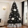 Yaheetech 6ft Pre-lit Halloween Black Spruce Artificial Hinged Christmas Pine Tree Prelighted Xmas Tree for Home Party Holiday Decoration with 300 Clear Warm White Lights and 818 Branch Tips, Black view 2