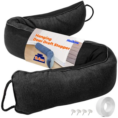 Holikme Weighted Door Draft Stopper 36 inch, Heavy Duty Under Door Draft Blocker Bottom Door Seal Noise and Air, Door Draft Spill Control Supplies Saving Energy, Black
