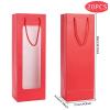 Dasofine 20pcs Wine Gift Bags, 4.1"3.4"14.2" Sturdy Kraft Paper Bags With Windows for Bottles, Wedding, Party view 2