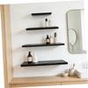 Cabilock 4pcs Wall Mounted Wooden Storage Racks Modern Floating Shelf for Living Room Bedroom Office Decor Stylish Display for Plants Stationery and Items view 2