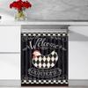 Beds Chicken Hen Magnet Dishwasher Cover,Welcome to Our Home,Farmhouse Kitchen Animal Sticker Striped Plaid Decal Refrigerator Door Rooster Panel Decal 23x26inch view 2