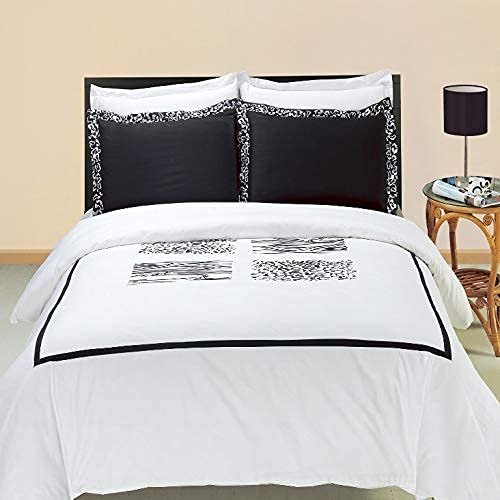 4PC Bedding Set- Duvet Cover and Duvet Insert Features Extra Warm Dobby Down Alternative Duvet Comforter Insert along with 100% Cotton Embroidered Burbank Duvet Cover Set (King/Cal-King, White)
