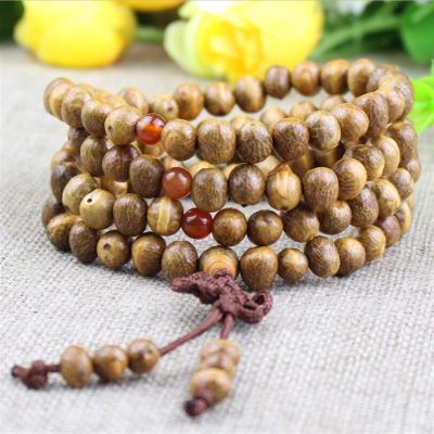 CAOMIAN Bodhi Bracelet Small Wooden Fish Fruit Bodhi Seed 108 Bead Bracelet 7mm Handmade Beaded Bracelet Jewelry