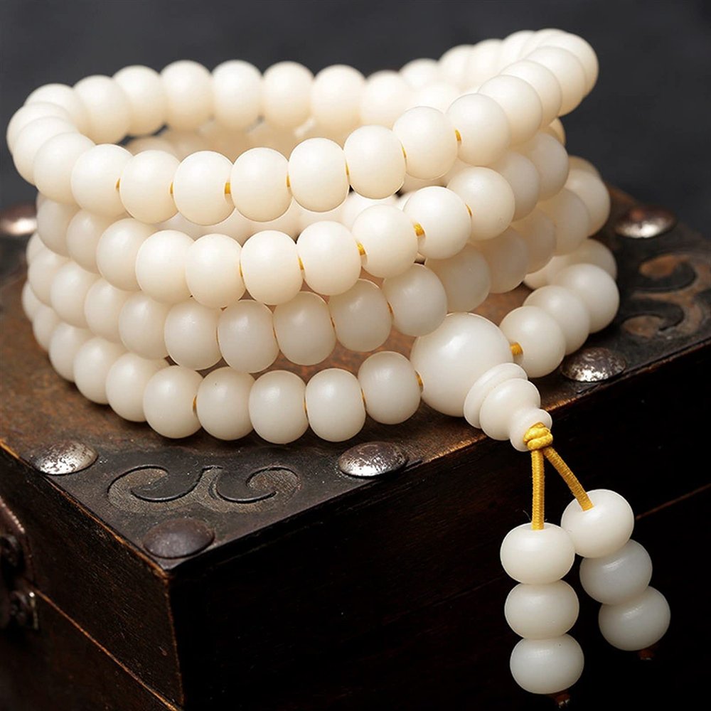 CAOMIAN White Bodhi 8mm10mm 108 Beads Buddhist Prayer Beads Rosary Bracelet for Pray