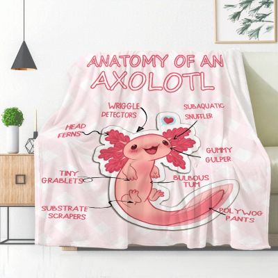 Anatomy of an Axolotl Blanket Throw, Mexican Salamander Flannel Fleece Blanket Perfect Axolotl Lover Gift, Lightweight Soft Animal Blanket Suit for Sofa Bed Couch Travel 120"x90" for Family