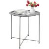 Garden 4 you End Table Metal Side Table Grey Round Folding Tray Cyan Sofa Small Accent Fold-able Table, Round End Table Tray, Next to Sofa Table, Snack Table for Living Room and Bed Room view 1