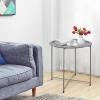 Garden 4 you End Table Metal Side Table Grey Round Folding Tray Cyan Sofa Small Accent Fold-able Table, Round End Table Tray, Next to Sofa Table, Snack Table for Living Room and Bed Room view 3