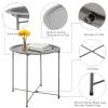 Garden 4 you End Table Metal Side Table Grey Round Folding Tray Cyan Sofa Small Accent Fold-able Table, Round End Table Tray, Next to Sofa Table, Snack Table for Living Room and Bed Room view 4