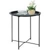 Garden 4 you End Table Metal Side Table Black Round Folding Tray Cyan Sofa Small Accent Fold-able Table, Round End Table Tray, Next to Sofa Table, Snack Table for Living Room and Bed Room view 1