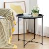 Garden 4 you End Table Metal Side Table Black Round Folding Tray Cyan Sofa Small Accent Fold-able Table, Round End Table Tray, Next to Sofa Table, Snack Table for Living Room and Bed Room view 3