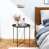 Garden 4 you End Table Metal Side Table Black Round Folding Tray Cyan Sofa Small Accent Fold-able Table, Round End Table Tray, Next to Sofa Table, Snack Table for Living Room and Bed Room view 4