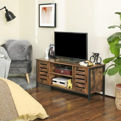 TV Entertainment Console Center for Bedroom - Vintage Retro Media Game Storage Stand for Living Room