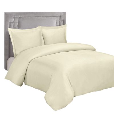 4PC Bedding Set- 100% Cotton Duvet Cover Set + Duvet Insert Features Extra Warm Dobby Down Alternative Duvet Comforter Insert along with Wrinkle Free Duvet Cover Set (Full/Queen, Solid Ivory)