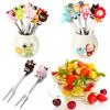 12 Pcs Food Picks for Kids with 2 Ceramic Jars Set of 2 Cute Cartoon Animal Fruit Forks Kids Toothpicks Stainless Steel Bento Picks for Kids with Silicone Handles Back to School Party Supplies view 1