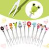 12 Pcs Food Picks for Kids with 2 Ceramic Jars Set of 2 Cute Cartoon Animal Fruit Forks Kids Toothpicks Stainless Steel Bento Picks for Kids with Silicone Handles Back to School Party Supplies view 4