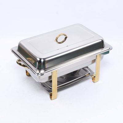 9L Stainless Steel Gold Warming Container Rectangular Chafing Dish Dinner Serving Buffer Warmer Set Tray Buffet Catering For Wedding, Graduation or Other Banquets Events