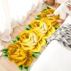 ABREEZE Farmhouse Rug - Laundry Rose Floor Runner - Handmade Yellow Floral Mats - Anti-Slip Modern Carpet - Washable Floor Mats for Bedroom/Sofa/Bathroom/Kitchen (4 Roses Runner, Yellow) view 2