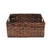 Rectangular Wicker Storage Basket, Dark Water Hyacinth Basket With Inside Handles Shelves Kitchen Office Desk (Large) view 1