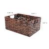 Rectangular Wicker Storage Basket, Dark Water Hyacinth Basket With Inside Handles Shelves Kitchen Office Desk (Large) view 4