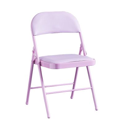 AILILI Folding Chair with Padded Seat Comfortable Backrest Lightweight Metal Frame Weight Capacity 220lbs Suitable for Living Room and Kitchen (Black) (Color : Pink)