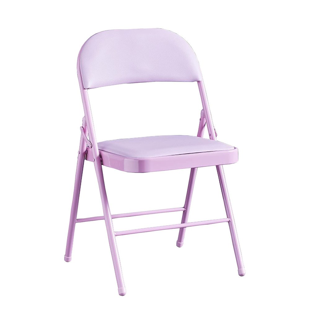 AILILI Folding Chair with Padded Seat Comfortable Backrest Lightweight Metal Frame Weight Capacity 220lbs Suitable for Living Room and Kitchen (Black) (Color : Pink)