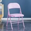 AILILI Folding Chair with Padded Seat Comfortable Backrest Lightweight Metal Frame Weight Capacity 220lbs Suitable for Living Room and Kitchen (Black) (Color : Pink) view 2