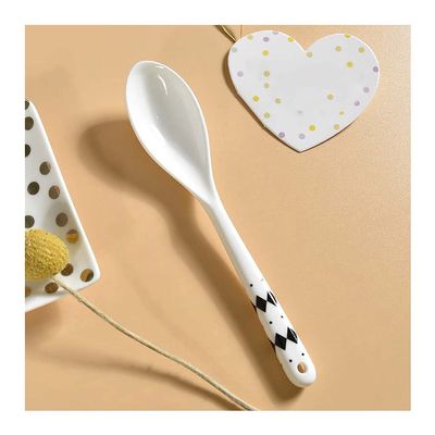 Tea spoons Ceramic spoon Household kitchen spoon Long-handled dining table and rice spoon Soup spoon Dessert Milk Tea Coffee 5pcs Ice tea spoons (Color : E)