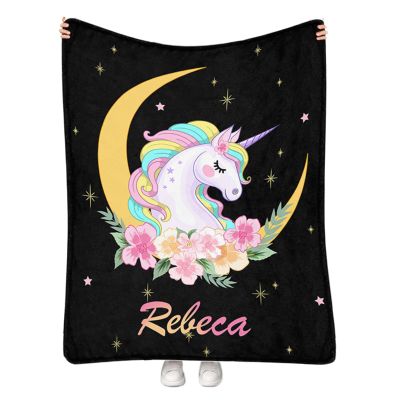Custom Baby Blanket with Name, Personalized Kids Blanket with Unicorn Pattern for Girls Boys Soft Throw Fleece Blanket Customized Name Receiving Swaddle Blanket Birthday 40"x50"