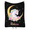 Custom Baby Blanket with Name, Personalized Kids Blanket with Unicorn Pattern for Girls Boys Soft Throw Fleece Blanket Customized Name Receiving Swaddle Blanket Birthday 40"x50" view 1