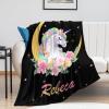 Custom Baby Blanket with Name, Personalized Kids Blanket with Unicorn Pattern for Girls Boys Soft Throw Fleece Blanket Customized Name Receiving Swaddle Blanket Birthday 40"x50" view 2
