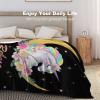 Custom Baby Blanket with Name, Personalized Kids Blanket with Unicorn Pattern for Girls Boys Soft Throw Fleece Blanket Customized Name Receiving Swaddle Blanket Birthday 40"x50" view 3