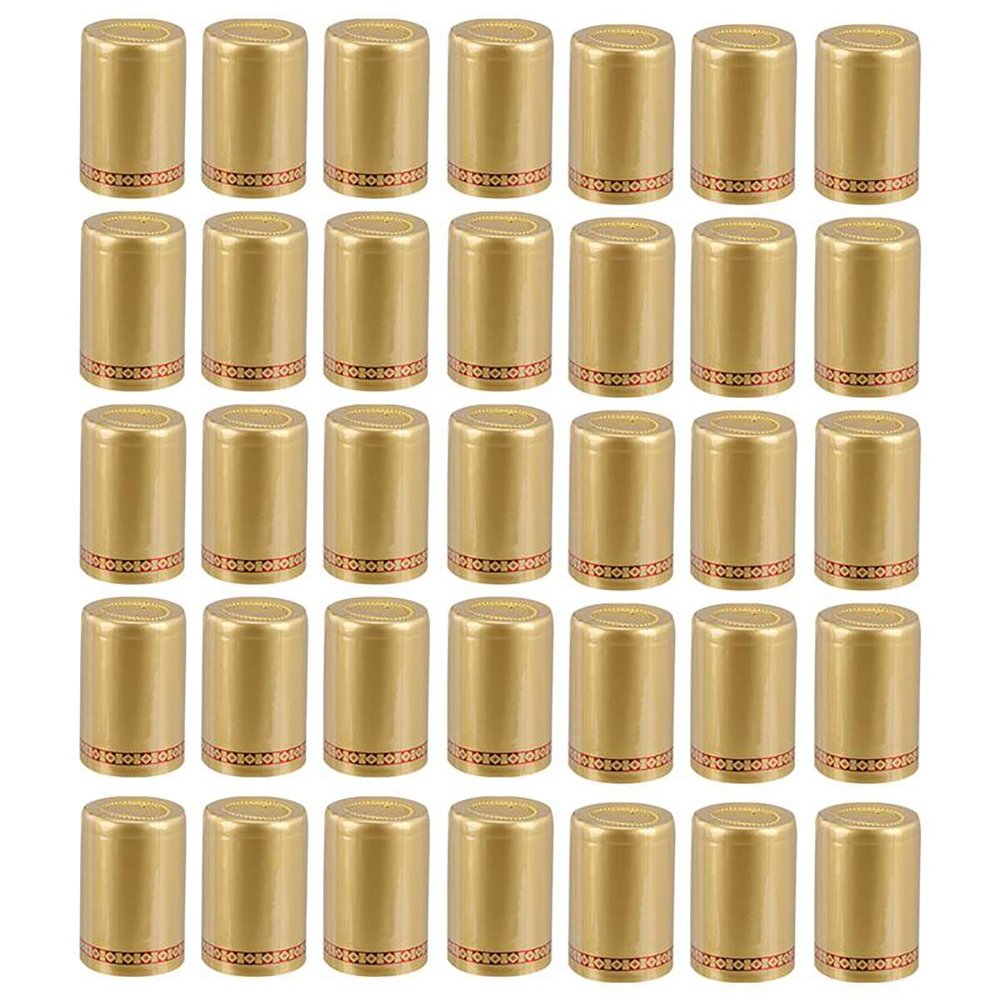 homeemoh 100 Pcs 33mm Heat Shrink Capsules, Heat Shrink Wine Sealed Cover for Professional, Wine Cellars, Home and Kitchen,Gold