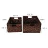 Rectangular Woven Water Hyacinth Basket,Dark Storage Basket With Inside Handle Shelves Kitchen Office Desk (Set of 2) view 4