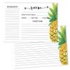 Inkdotpot 4x6 Inch Recipe Cards (Set of 50), Thick Double Sided Premium Card Stock- Modern Style White Recipe Notecards for Weddings- Bridal- Baby Shower - Pineapple Theme view 1