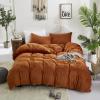 CLOTHKNOW Burnt Orange Fluffy Duvet Cover Set Queen Velvet Bedding Sets Flannel Bedding Duvet Cover Full Rust Comforter Cover Sets Queen view 1