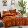 CLOTHKNOW Burnt Orange Fluffy Duvet Cover Set Queen Velvet Bedding Sets Flannel Bedding Duvet Cover Full Rust Comforter Cover Sets Queen view 2