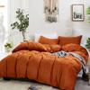 CLOTHKNOW Burnt Orange Fluffy Duvet Cover Set Queen Velvet Bedding Sets Flannel Bedding Duvet Cover Full Rust Comforter Cover Sets Queen view 3