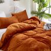 CLOTHKNOW Burnt Orange Fluffy Duvet Cover Set Queen Velvet Bedding Sets Flannel Bedding Duvet Cover Full Rust Comforter Cover Sets Queen view 4