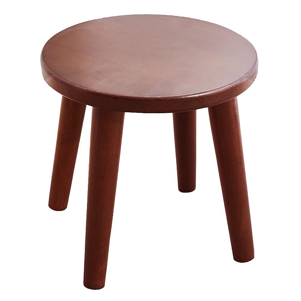 Natural and Co. Solid Wood Step Stool Plant Stand Round Footrest 10 inch Portable Detachable Legs Vanity Stool Brown