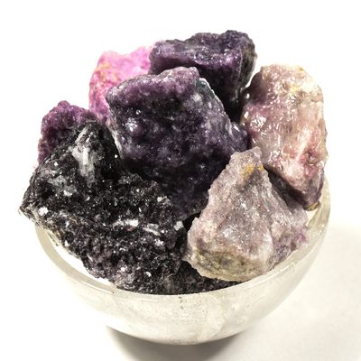 30PCs Purple Lilac Lepidolite Rough Stones Natural Sparkling "Flower Sugilite" Lithia Mica Gemstone Crystal Mineral Raw Specimens - Brazil