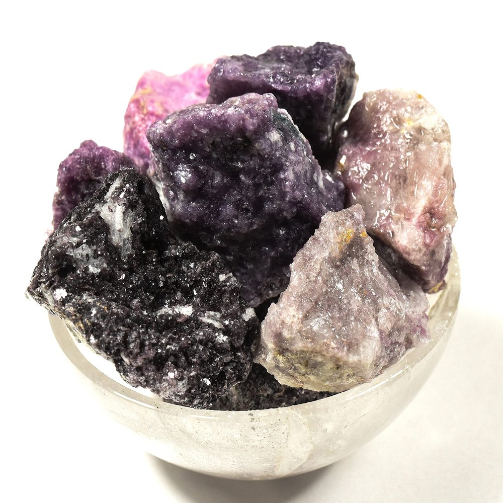30PCs Purple Lilac Lepidolite Rough Stones Natural Sparkling "Flower Sugilite" Lithia Mica Gemstone Crystal Mineral Raw Specimens - Brazil