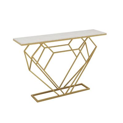FUFU Coffee Table Marble Storage Shelf, Console Table, Sofa Table, Narrow Bedside Table Suitable for Small Spaces, Easy to Assemble, 2 Colors (Color : Golden Color)