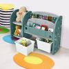 Costzon Kids Toy Storage Organizer, Toddler Bookshelf Cabinet w/ 2-Tier Bookshelf, 2 Shelves, 2 Removable Bins, Children Bookcase Display Book Rack for Kids Room Bedroom Playroom Furniture (Green) view 2