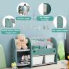 Costzon Kids Toy Storage Organizer, Toddler Bookshelf Cabinet w/ 2-Tier Bookshelf, 2 Shelves, 2 Removable Bins, Children Bookcase Display Book Rack for Kids Room Bedroom Playroom Furniture (Green) view 4