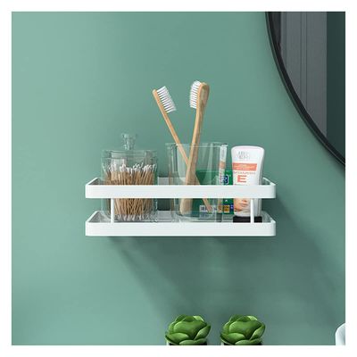 ZTBH Bathroom Divider Bathroom Shelves, Wall Mounted Corner Shower Holder Storage Rack, Shower Hanging Shampoo Holder Bathroom Hardware Sets (Color : White 20cm)