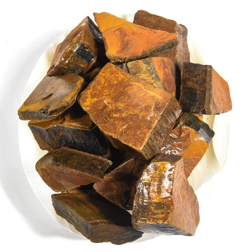 30PCs Blue & Orange Tiger Eye Rough Stones Natural Unpolished Gemstone Crystal Mineral Rock Raw Specimens - Brazil