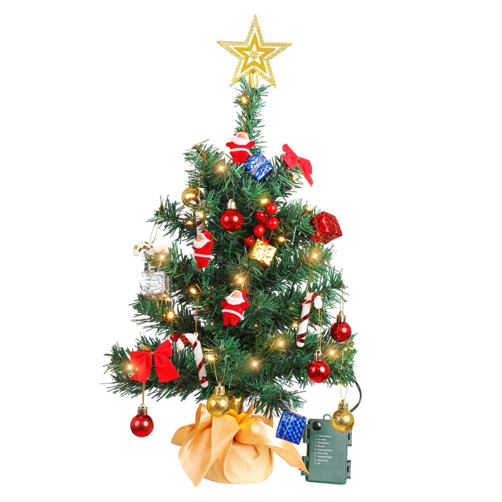2Pcs Artificial Mini Christmas Tree Christmas Trees Light String Decoration Garden Xmas Ornaments for Tabletop Desk