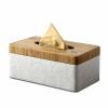 PIGOO Tissue Box Cover, Modern Rectangular Tissue Box Case Holder for Napkin Facial Paper, Decorative Organizer for Bathroom, Office Desk, Nightstand (White Flower Pattern) view 1