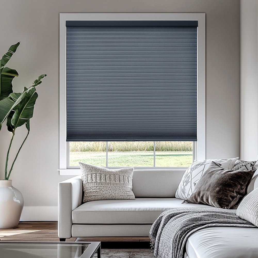 CHICOLOGY Cellular Shades  Cordless Honeycomb Blinds, Blackout or Light Filtering Window Shades for Home, Bedroom, Living Room, Kitchen, Office & Door Windows  Morning Ocean, 28.25" W x 48" H